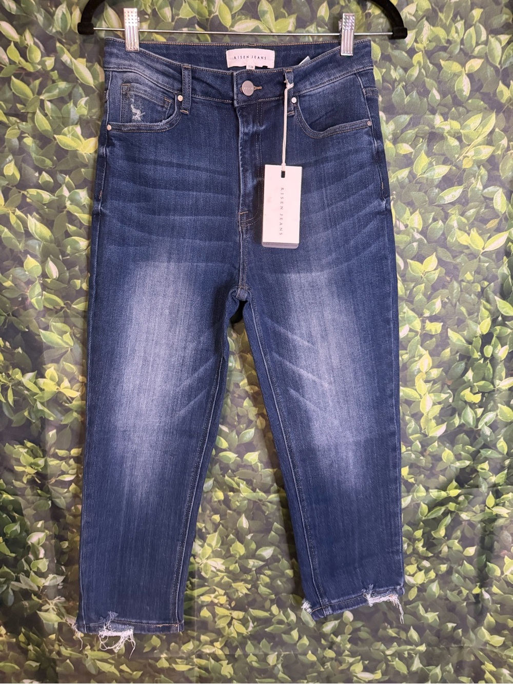 Risen Cropped Skinny Jeans in Dark Blue Wash